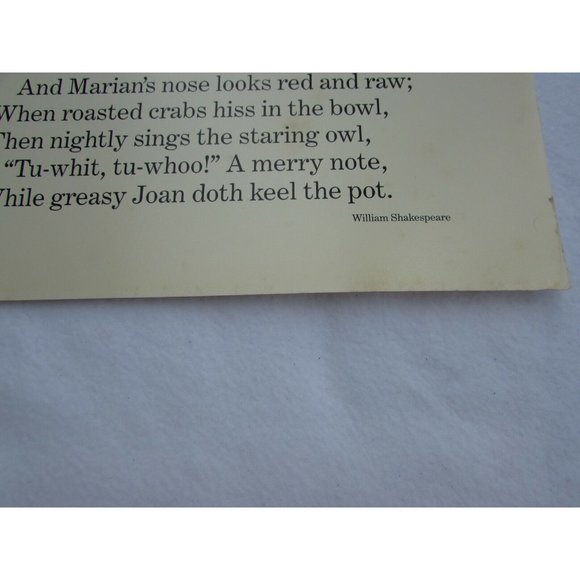 When Icicles Hang the Wall School Poster William Shakespeare 30254 Poetry VNTG - Picture 4 of 8